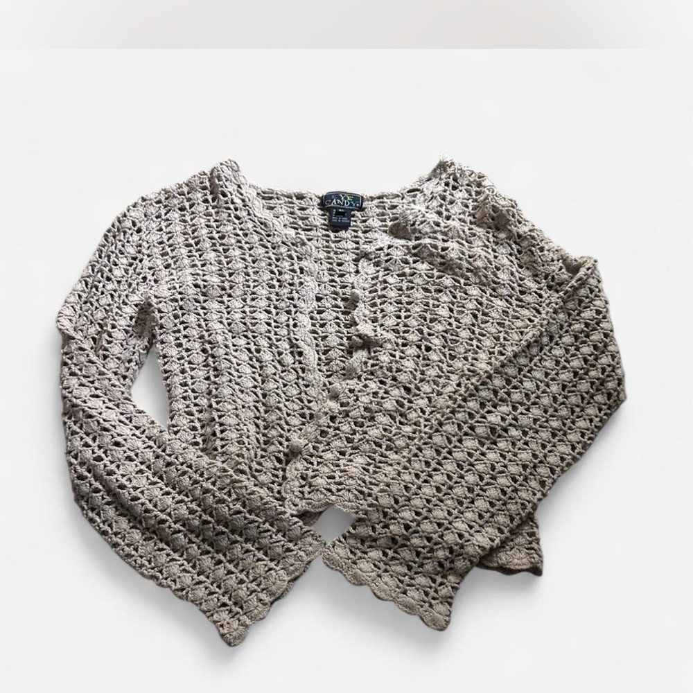 Eye Candy Women's Crochet Cardigan - Beige
